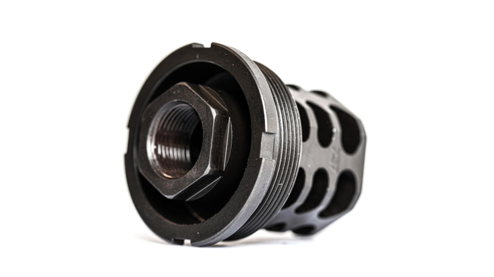 JMac Customs 360 14-1LH Muzzle Brake with Bravo Suppressor Mount, Facemount X37, RRD-360HD-14F-X37