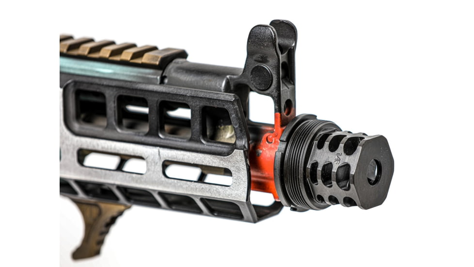 JMac Customs 360 14-1LH Muzzle Brake with Bravo Suppressor Mount, Facemount X37, RRD-360HD-14F-X37
