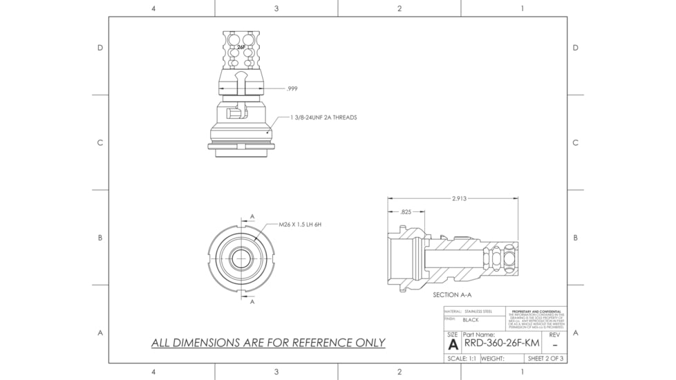 JMac Customs 360 26-1.5LH Face Keymount w/HUB, Black, RRD-360-26F-X37-KM