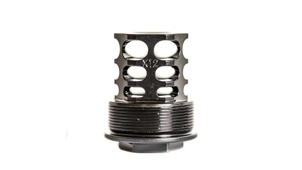 JMac Customs 360 .578S-28 X12 45 Muzzle Brake with Alpha Suppressor Mount, Black Nitride, Black, 360578SX1245
