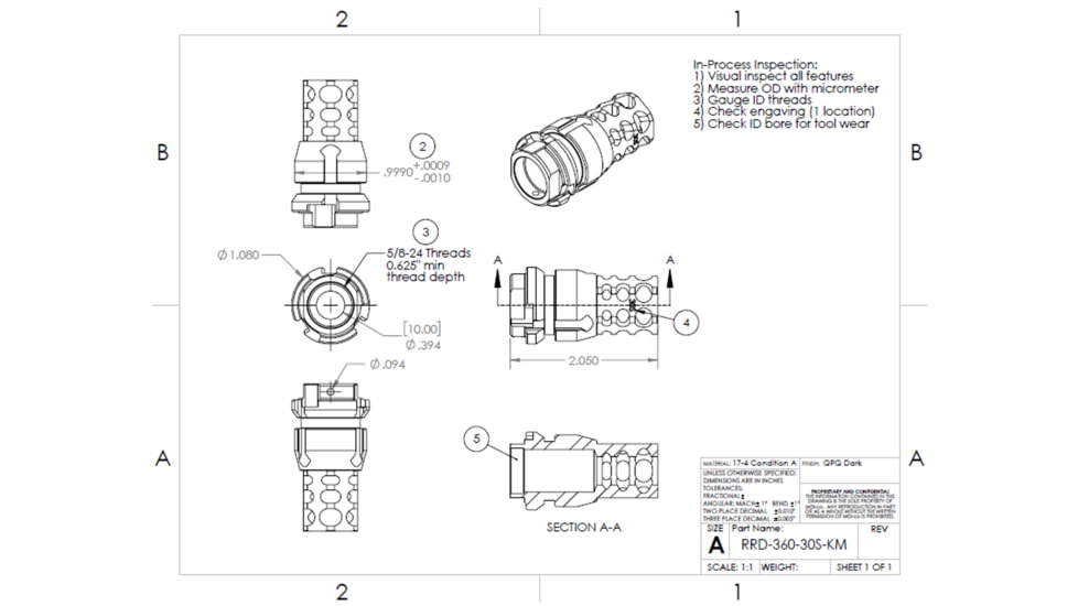 JMac Customs 360 KeyMount, 5/8-24, KeyMicro, RRD-360-30S-KM