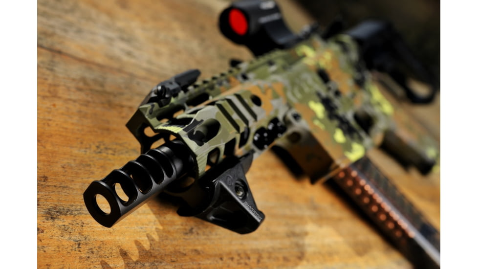 JMac Customs 4C 1/2-28 Slim 9mm 4-Port Muzzle Brake, Black Nitride, RRD-4C-28-S-9