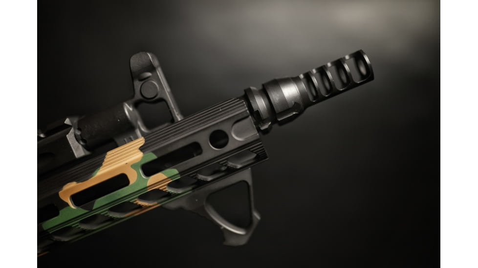 JMac Customs 4C 14-1LH 4-Port Muzzle Brake with KeyMount, Black Nitride, RRD-4C-14F-KM