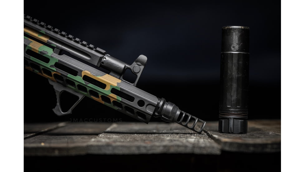 JMac Customs 4C 14-1LH 4-Port Muzzle Brake with KeyMount, Black Nitride, RRD-4C-14F-KM