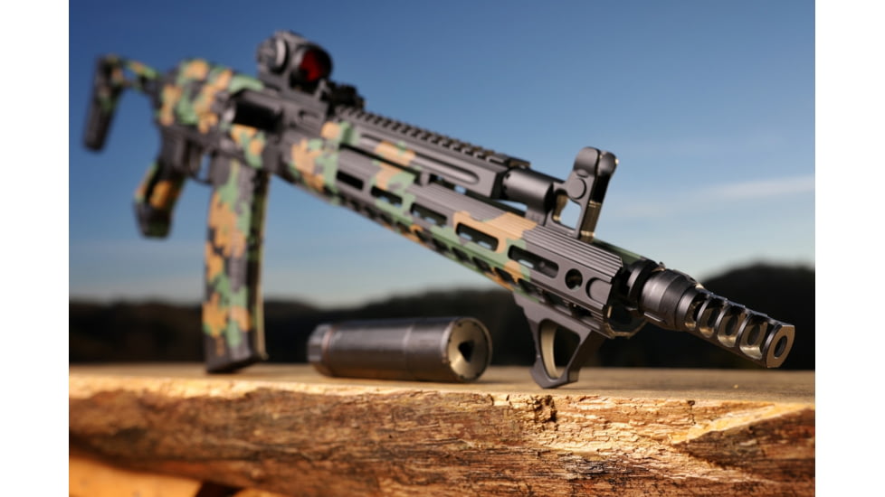 JMac Customs 4C 14-1LH 4-Port Muzzle Brake with KeyMount, Black Nitride, RRD-4C-14F-KM