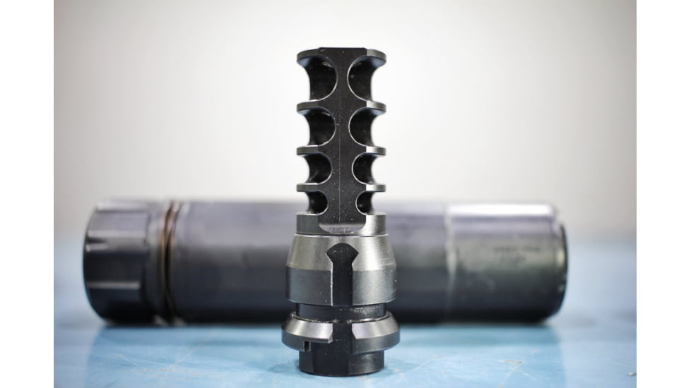 JMac Customs 4C 14-1LH 4-Port Muzzle Brake with KeyMount, Black Nitride, RRD-4C-14F-KM