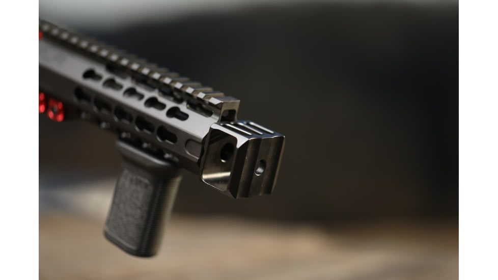 JMac Customs LAF 1/2-28 Flash and Sound Enhancing Muzzle Brake, Black Nitride, LAF-28
