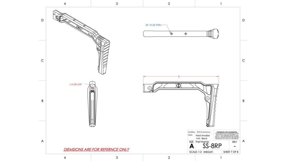 JMac Customs SS-8RP Skeleton Stock w/ Rise/Rubber Butt Pad, 8in, SS-8RP