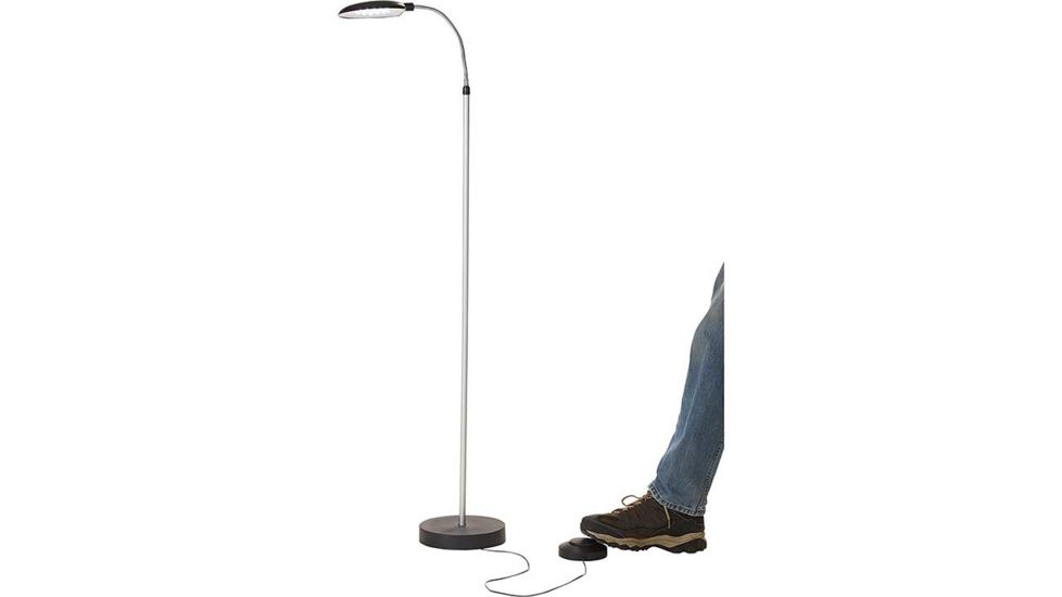 JOBAR Battery Operated LED Cordless Anywhere Floor Lamp with Foot Control, Black JB7243SIL