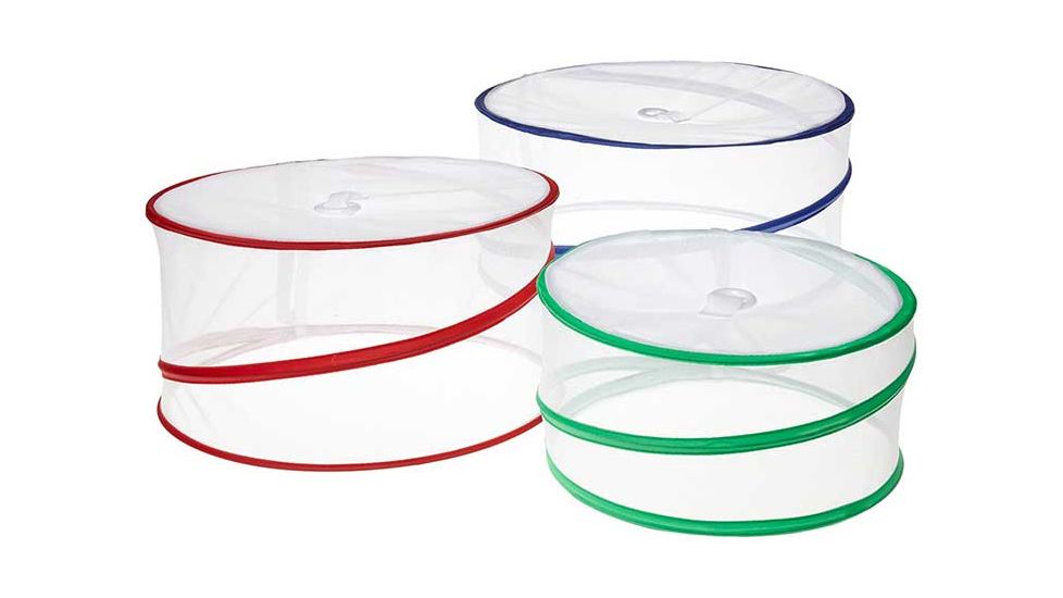 JOBAR Handy Gourmet Set Of 3 Pop Up Food Covers, Green/Red/Blue JB4579