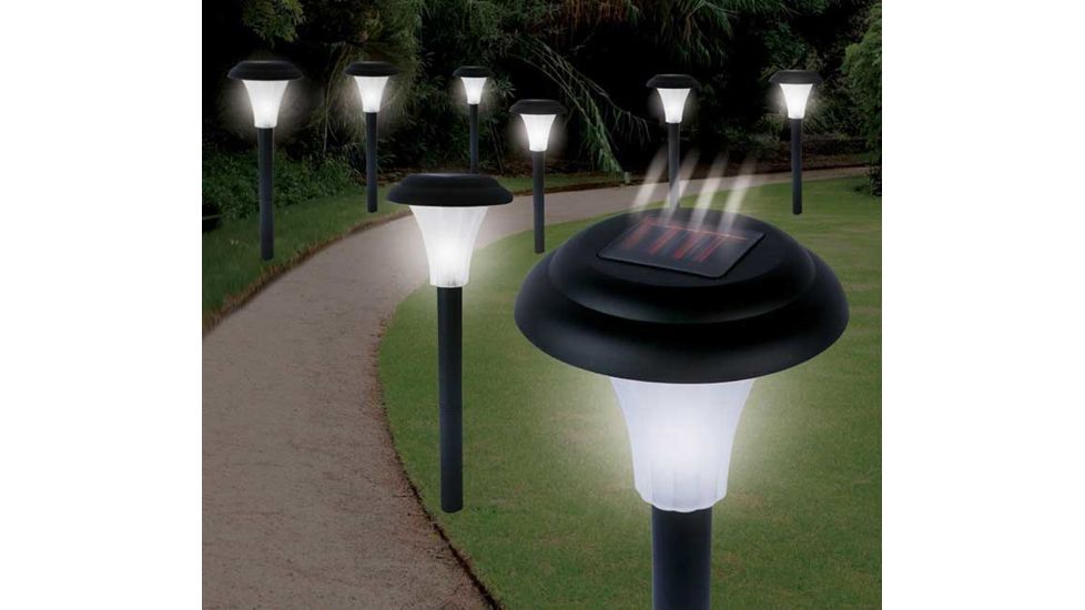 JOBAR Ideaworks Solar-Powered LED Accent Light Set Of 8, Black JB5629