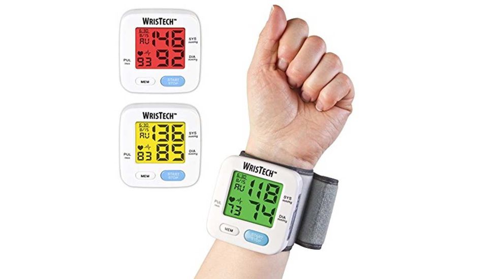 JOBAR WrisTech Blood Pressure Monitor with Adjustable Wrist Cuff Color Changing LCD Monitor, White JB7608