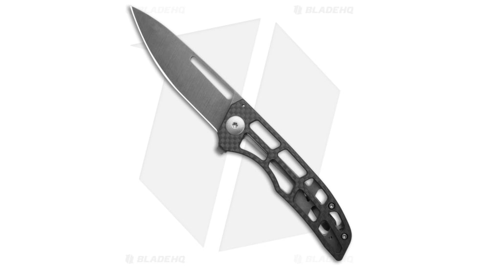 John Gray Custom Folding Knife, 4.00in, Premium Blade Steel, Drop Point Blade, Carbon Fiber, Titanium, Black/Gray Handle, Black/Gray/Dark Gray, 8.625 inch, BHQ-221533