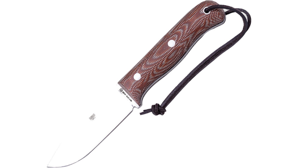 Joker Knives Bushcraft Survival Fixed Blade Knife, 8.75in Overall, 4in Satin 1.4116 SS Drop Point, Brown Canvas Micarta Handle, Brown Leather Belt Sheath, Brown, CM112