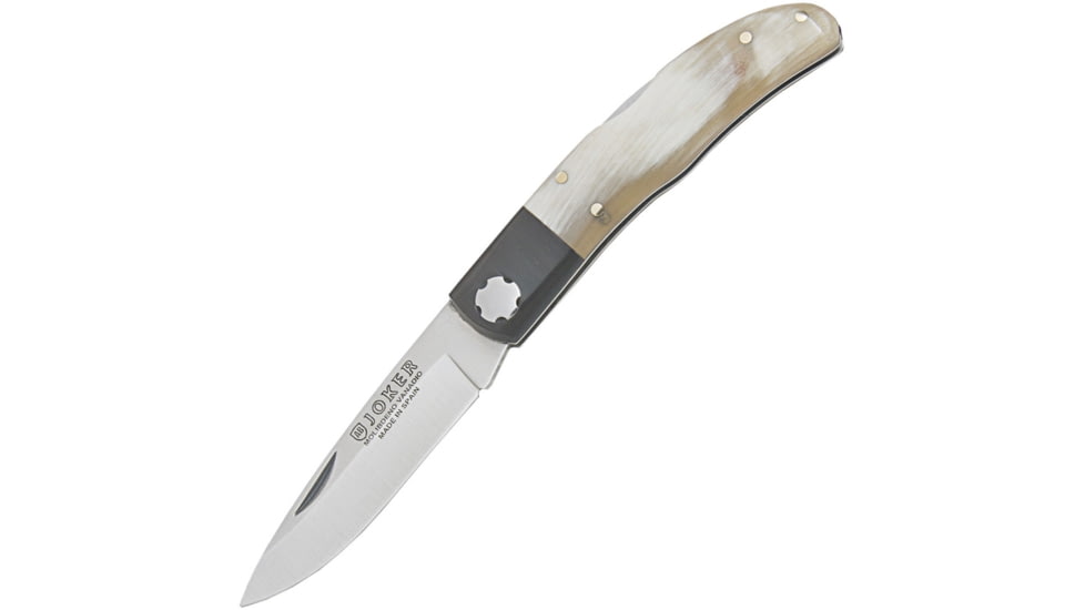 Joker Knives Lockback Horn Folding Knife, 3in Satin Vanadium Molybdenum Steel Blade, Horn Handle, Buffalo Horn Bolster, NA-114USA