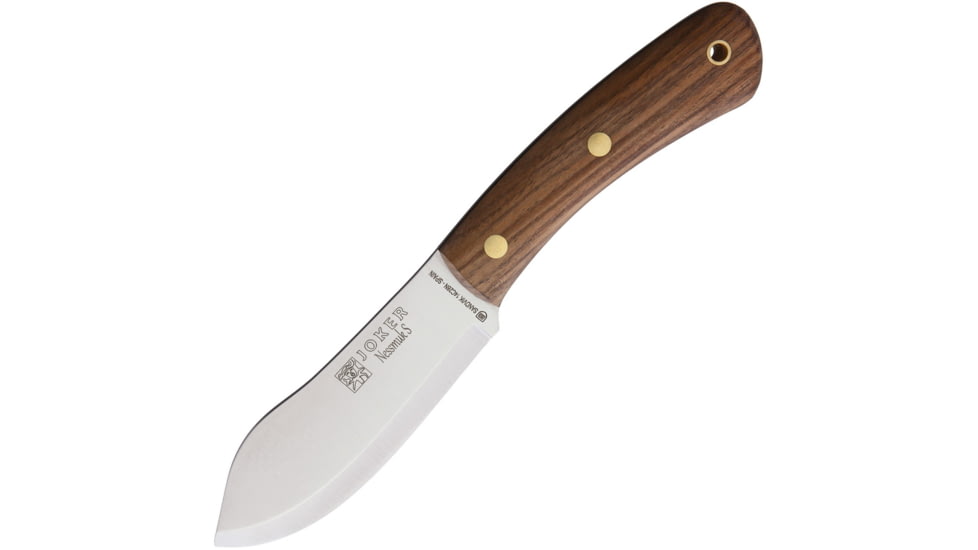Joker Knives Nessmuk S Fixed Blade Walnut Knife, 4.5 satin finish 14C28N Sandvik stainless blade, Walnut handle, CN132