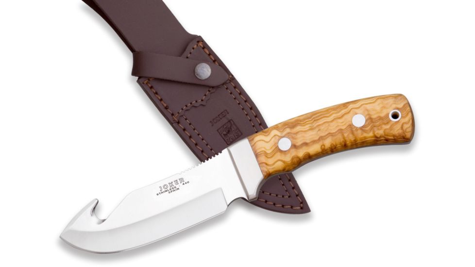 Joker Knives Skinner Knife Olive Handle 4.68in. Blade, 9.16in. Length. CO55USA