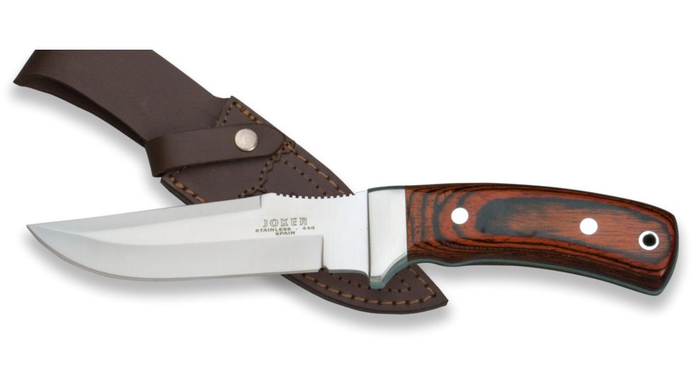 Joker Knives Stainless Blade Knife Red Wood handle 5.07in. Blade, 9.55in. Length CR45USA