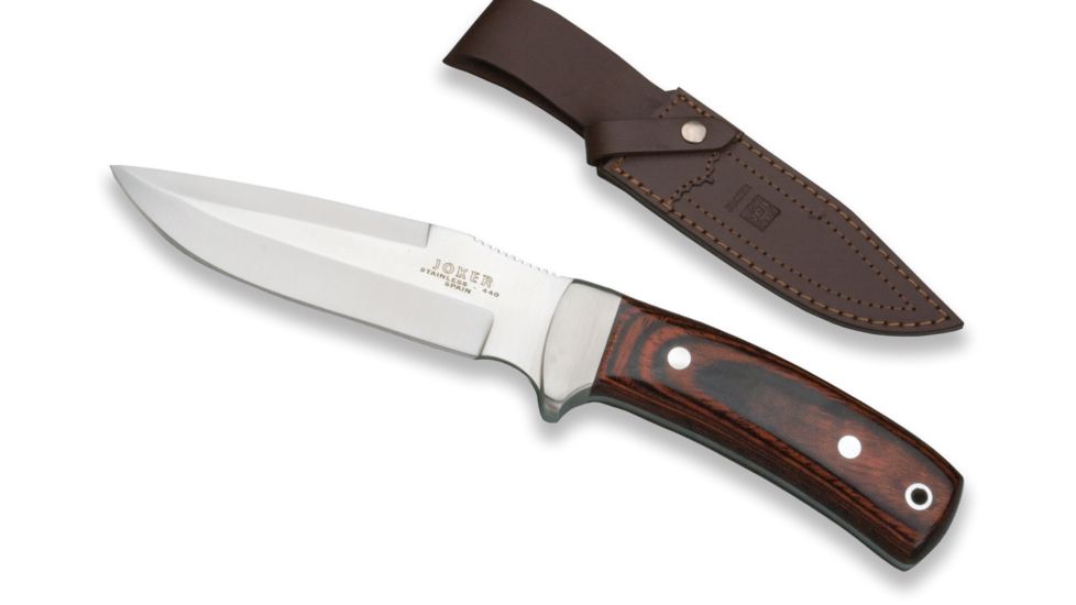 Joker Knives Stainless Blade Knife Red Wood Handle 5.07in. Blade, 9.55in. Length CR47USA