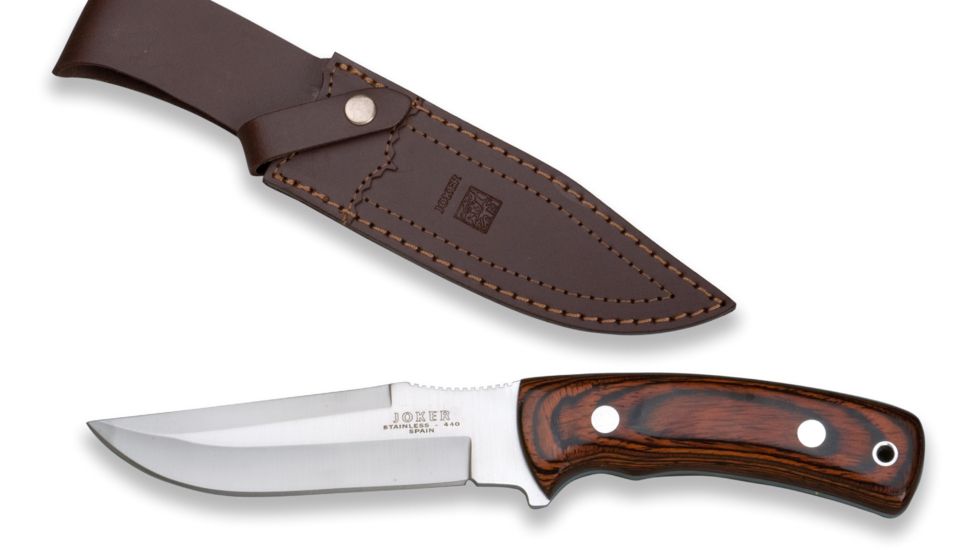 Joker Knives Stainless Blade Knife Red Wood Handle 5.07in. Blade, 9.55in. Length CR50USA