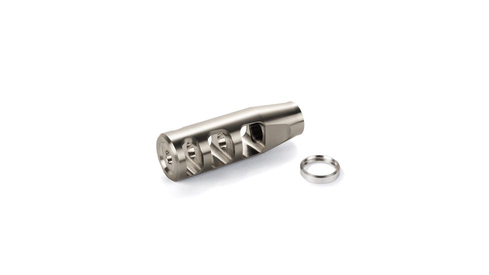 JP Enterprises 3-Port Compensator, 1/2-28 TPI, .750 OD, .281 Exit, Polished Titanium, Silver, JPTRE3-2TI