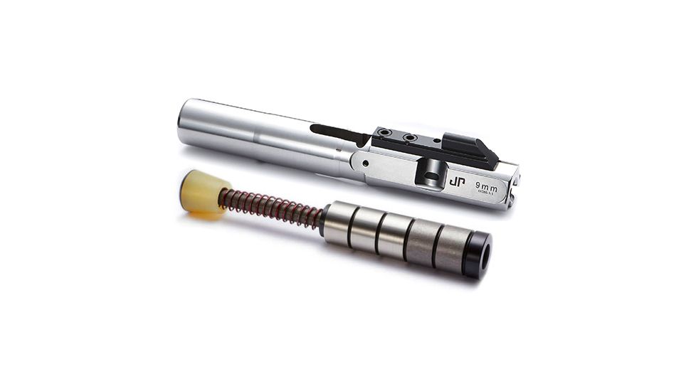 JP Enterprises EnhancedBolt Bolt Carrier Group BCG, 9mm, Polished SS Finish, Short Stroke Heavy SCS System JPSCS2-9SS-5H2 - 2 Tungsten/ 3 Steel Masses, Silver, JPBC-9SL-SP5H2SS