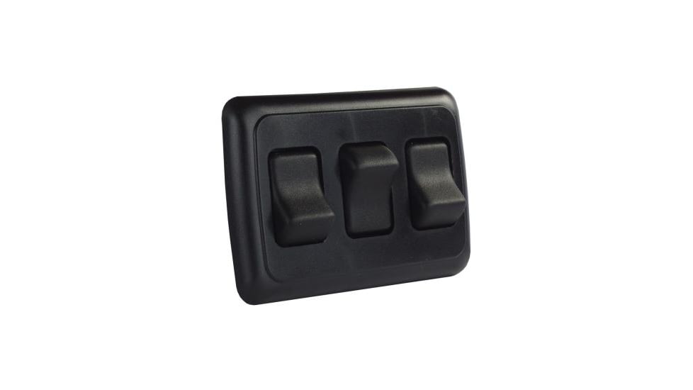 JR Products On/Off Switch With Bezel - Triple Switch, Black, 12245