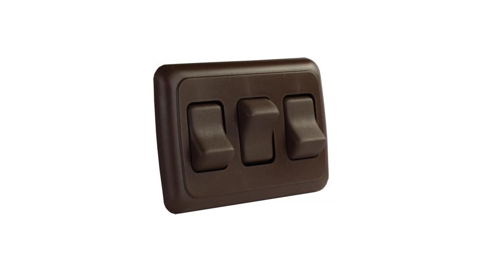 JR Products On/Off Switch With Bezel - Triple Switch, Brown, 12155