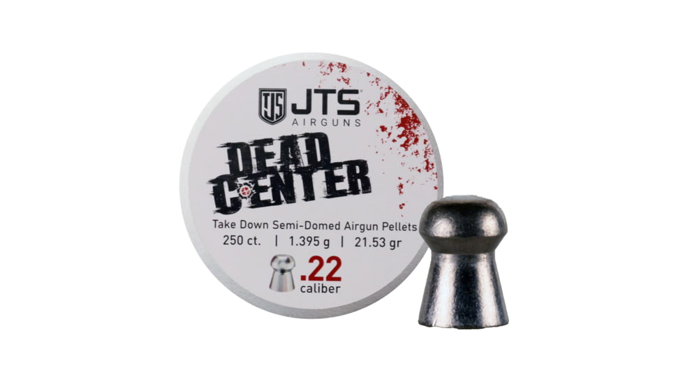 JTS Group Dead Center, .22 Caliber, 21.53 Grain Semi Domed Tip Air Rifle Ammo, 250 Rounds, JAC109