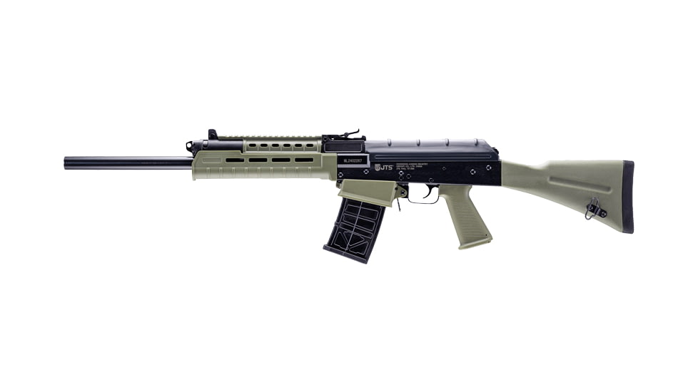 JTS Group M12AK-T1A 3in Tactical Semi-Auto Shotgun, 12 Gauge, 18.7in BBL, Synthetic Od Green Stock, 2 Mag Included, 5RD Capacity, Black, M12AK-T1A-GR