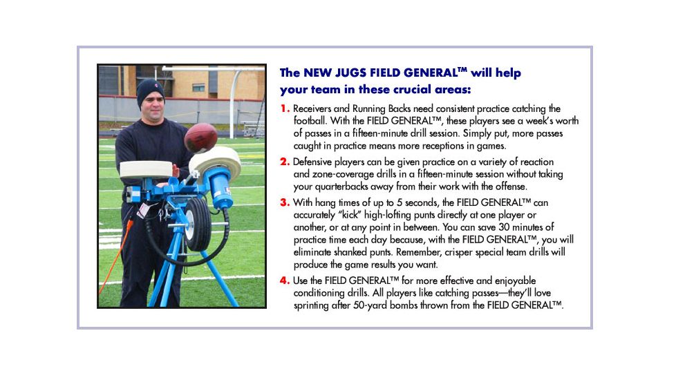 Jugs Sports Field General Football Machine 110v M1750