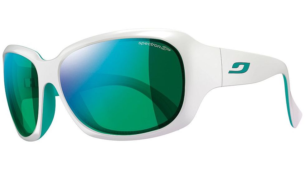 Julbo Bora Bora Single Vision Prescription Sunglasses, White / Turquoise Frame, Spectron 3 Cf W/ Green Flash Lens-J4391111SV