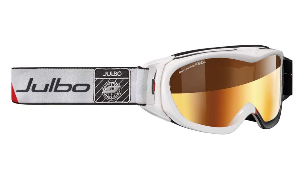 Julbo Revolution OTG Goggles, White w/Zebra Double Cylindrical Lenses And Gold Flash Treatment 79031114