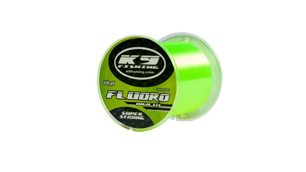 K9 Fishing Hi-Vis Yellow Fluoro Line 6lb 550yd Spool, 550-6lb-HV