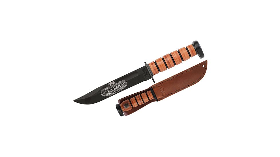 Ka-Bar 9193 120th Anniversary Dog''s Head Fixed 7 1095 Cro-Van Black Clip Point