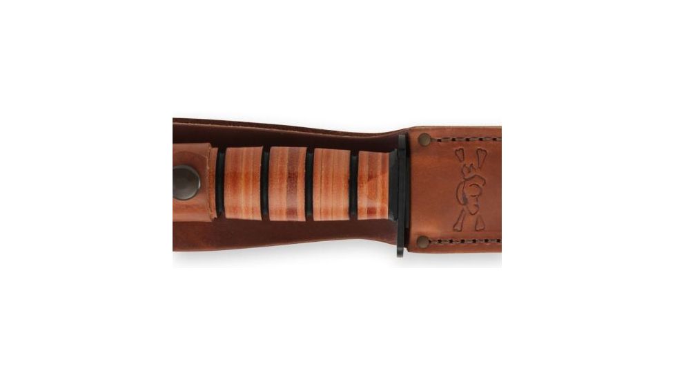 KA-BAR 1317 Dog's Head Utility Knife, 7in, 1095 Cro-Van Clip Point Leather Hndl, 1317
