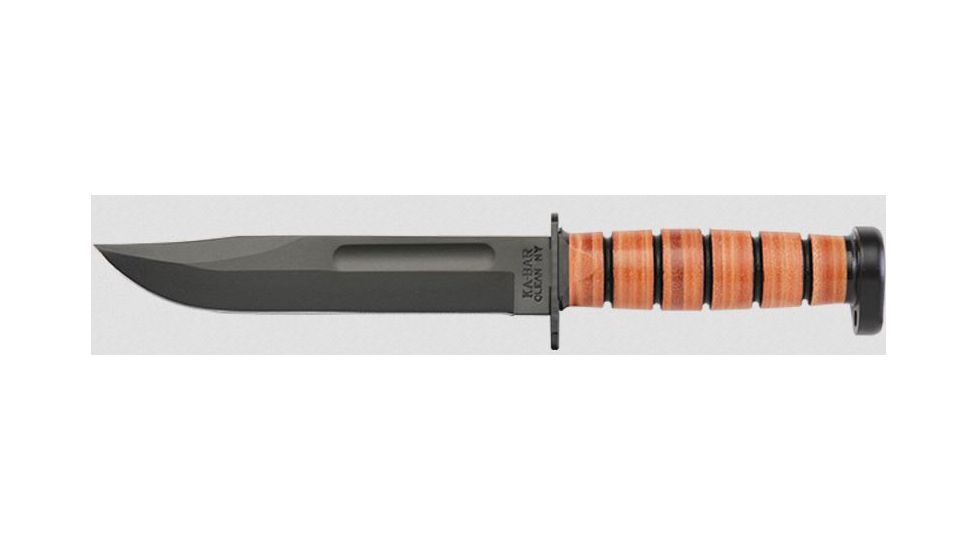KA-BAR 1317 Dog's Head Utility Knife, 7in, 1095 Cro-Van Clip Point Leather Hndl, 1317