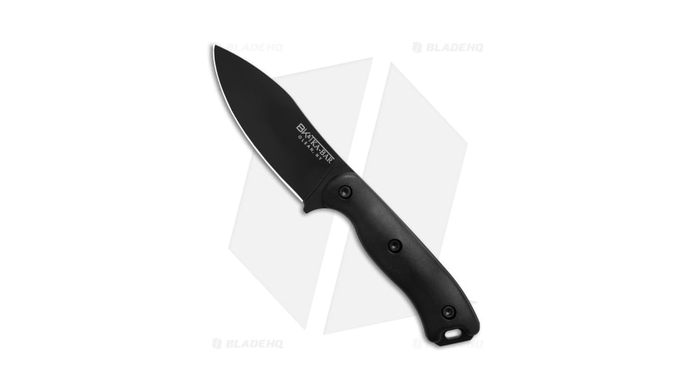 KA-BAR Knives Becker Nessmuk Fixed Blade Knife, 4.31in, 1095, Drop Point Blade, Polymer Black Handle, Black/Black, 9.13in, BHQ-204871