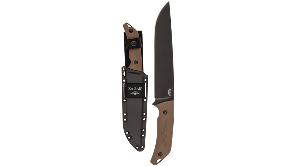 KA-BAR Knives Camp Turok Knife, 8in, 1095 Cro-Van Steel, Drop Point, Brown Ultramid Handle, 7511