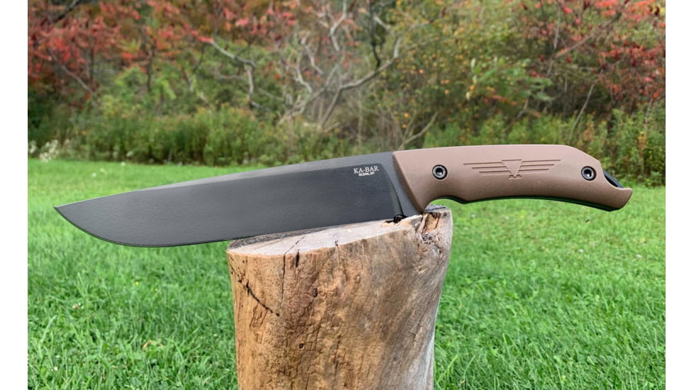 KA-BAR Knives Camp Turok Knife, 8in, 1095 Cro-Van Steel, Drop Point, Brown Ultramid Handle, 7511