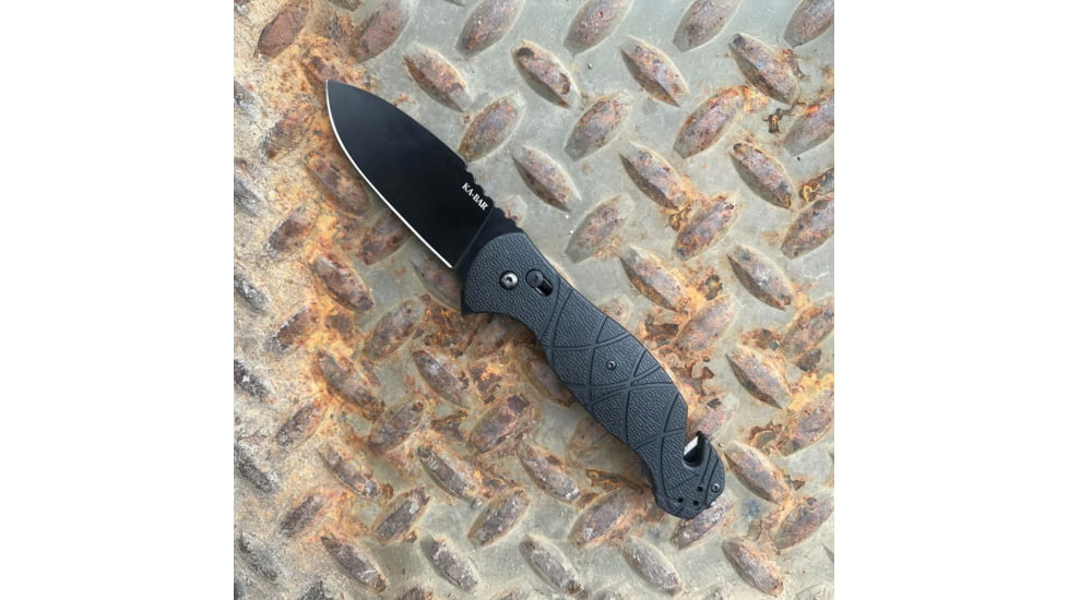 KA-BAR Knives COYTU Folding Knife, 3.5in, AUS 8A Stainless Steel Black Drop Point Blade, Black G10 Handle, 3085