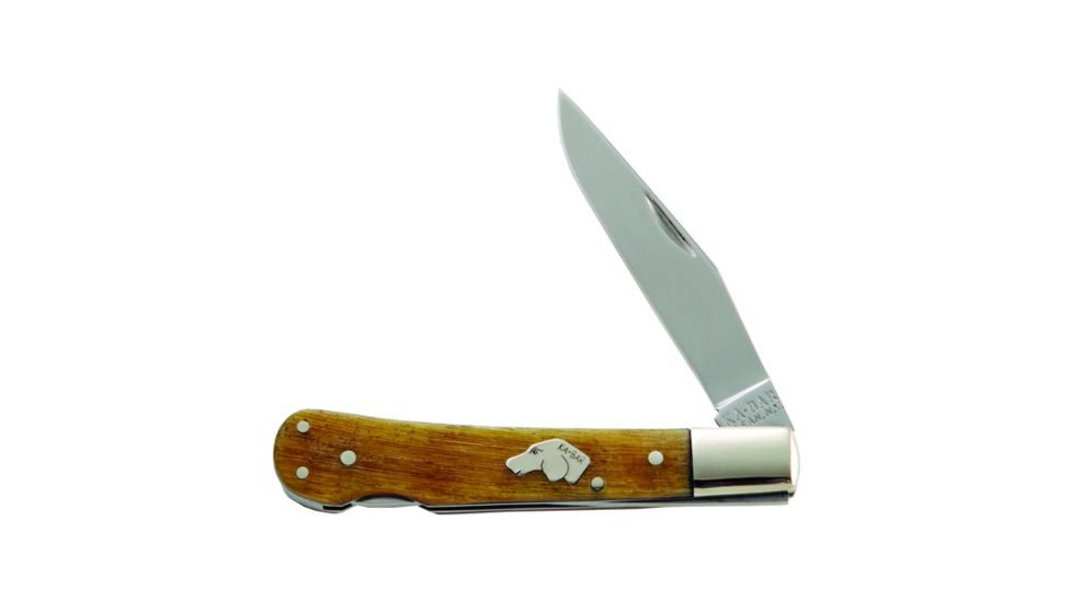 KA-BAR Knives DogS Head Lockback, 440C Stainless Steel 3 1/16in Blade, RamS Horn Handle, 8112