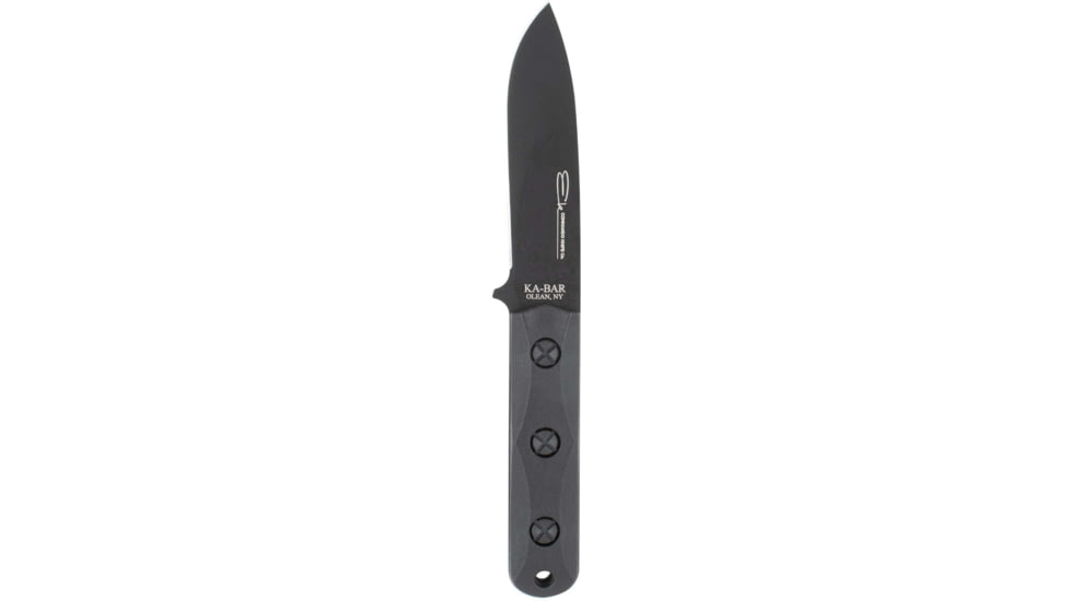 KA-BAR Knives EK Cammando Short Fixed Blade Knife, 4.312in, Drop Point, 1095 Cro-Van Blade, Ultramid Black Handle, Black, EK51