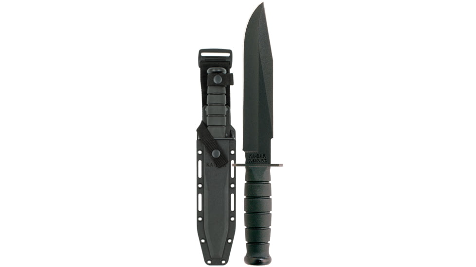 KA-BAR Knives Fighter Straight Edge Fixed Knife, 8in, 1095 Cro-Van, Clip Point, Black Powder Coat, Black, 1269