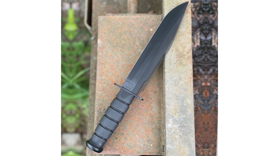 KA-BAR Knives Fighter Straight Edge Fixed Knife, 8in, 1095 Cro-Van, Clip Point, Black Powder Coat, Black, 1269