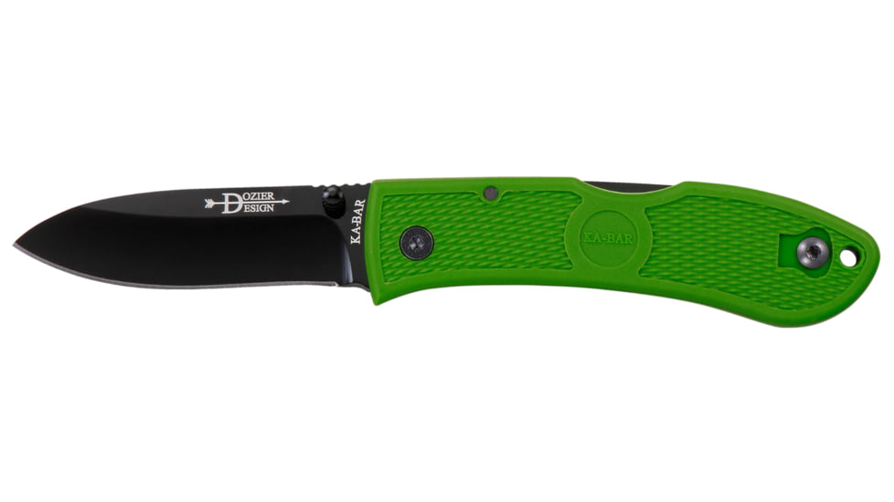 KA-BAR Knives Folding Hunter, Folding Knife, 7.25in, AUS 8A SS Steel, Kelly Green Zytel Handle, Green Black, 7.25, 4062KG