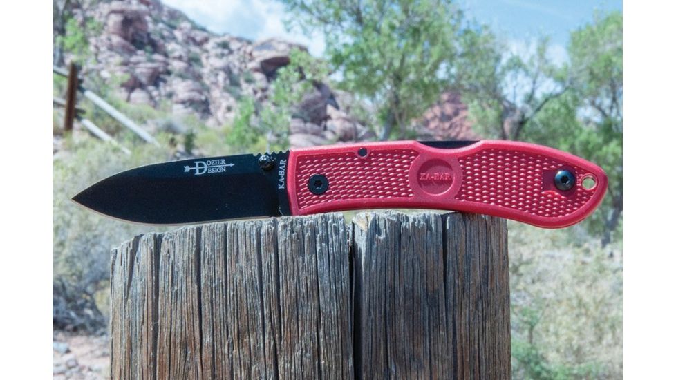 KA-BAR Knives Folding Hunter Knife, Red/Black, 3 in 4062RD