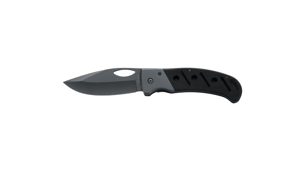 Ka-Bar Knives Gila Folding Straight Edge Knife w/ Pocket Clip, G10 Handle, BLACK 2-3077-6