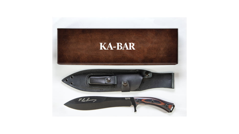 KA-BAR Knives Gunny Fixed Blade Knife, 9.75in, 1095 Cro-Van, Spear Point, Webb Wood, Black, 5300