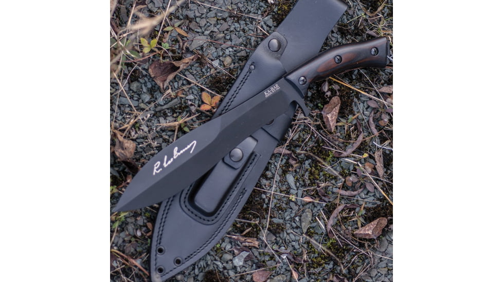 KA-BAR Knives Gunny Fixed Blade Knife, 9.75in, 1095 Cro-Van, Spear Point, Webb Wood, Black, 5300